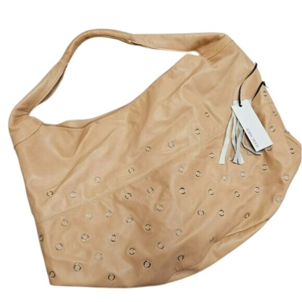 Alison Wood Hobo Bag‎ Leather Shoulder Bag Purse Grommet Satchel Wrapped Handle
